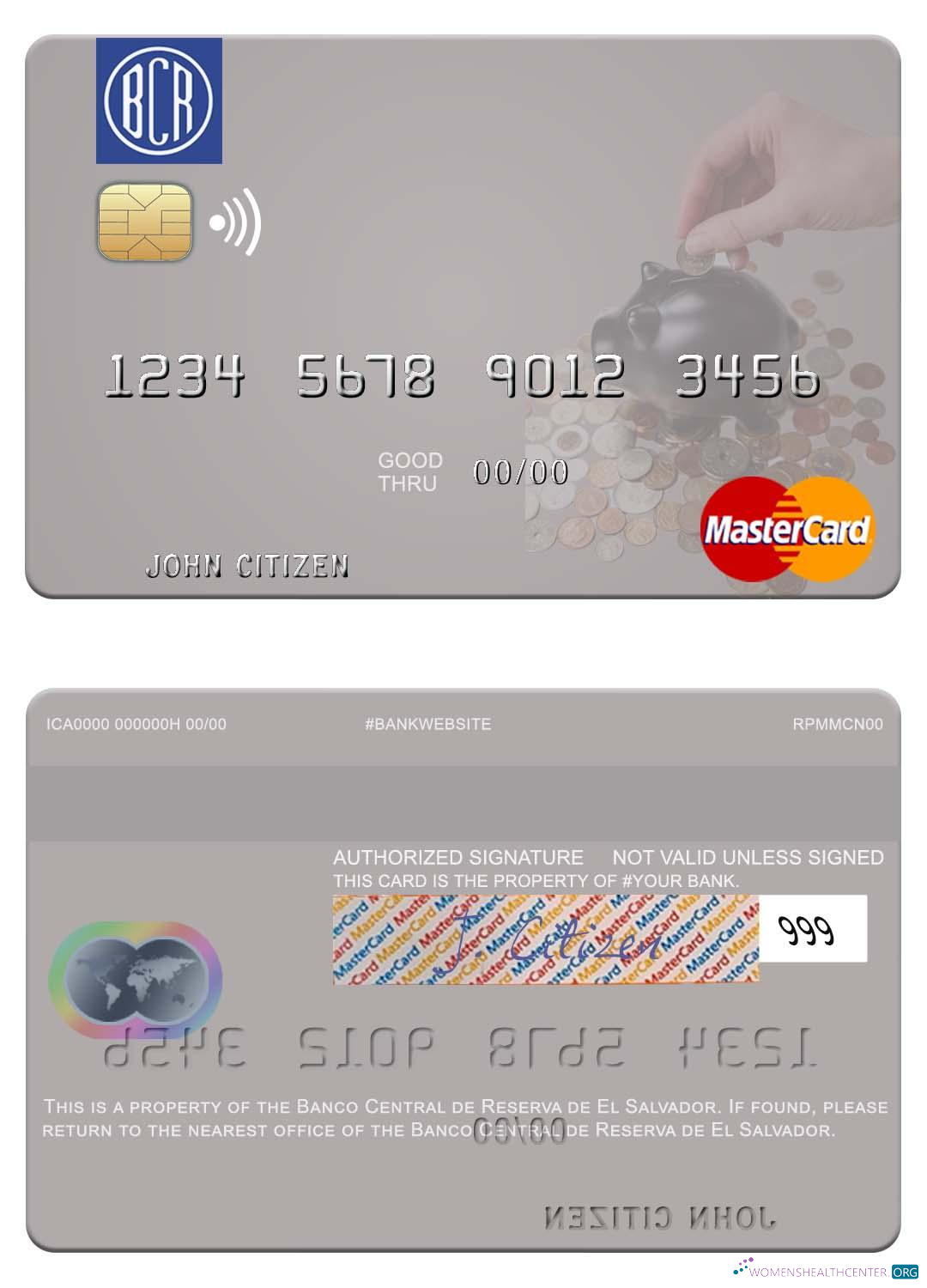 Download El Salvador Banco Central de Reserva de El Salvador mastercard Photoshop template